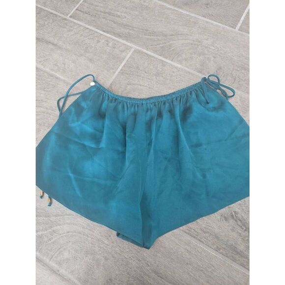 Kat Zarra Lingerie Silk French Knicker Shorts Turquoise Size Small - Picture 3 of 5